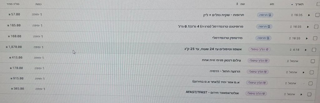 רשימת החיובים על מסך המחשב של חוות דעת ביום השחרור, 9.10.2026